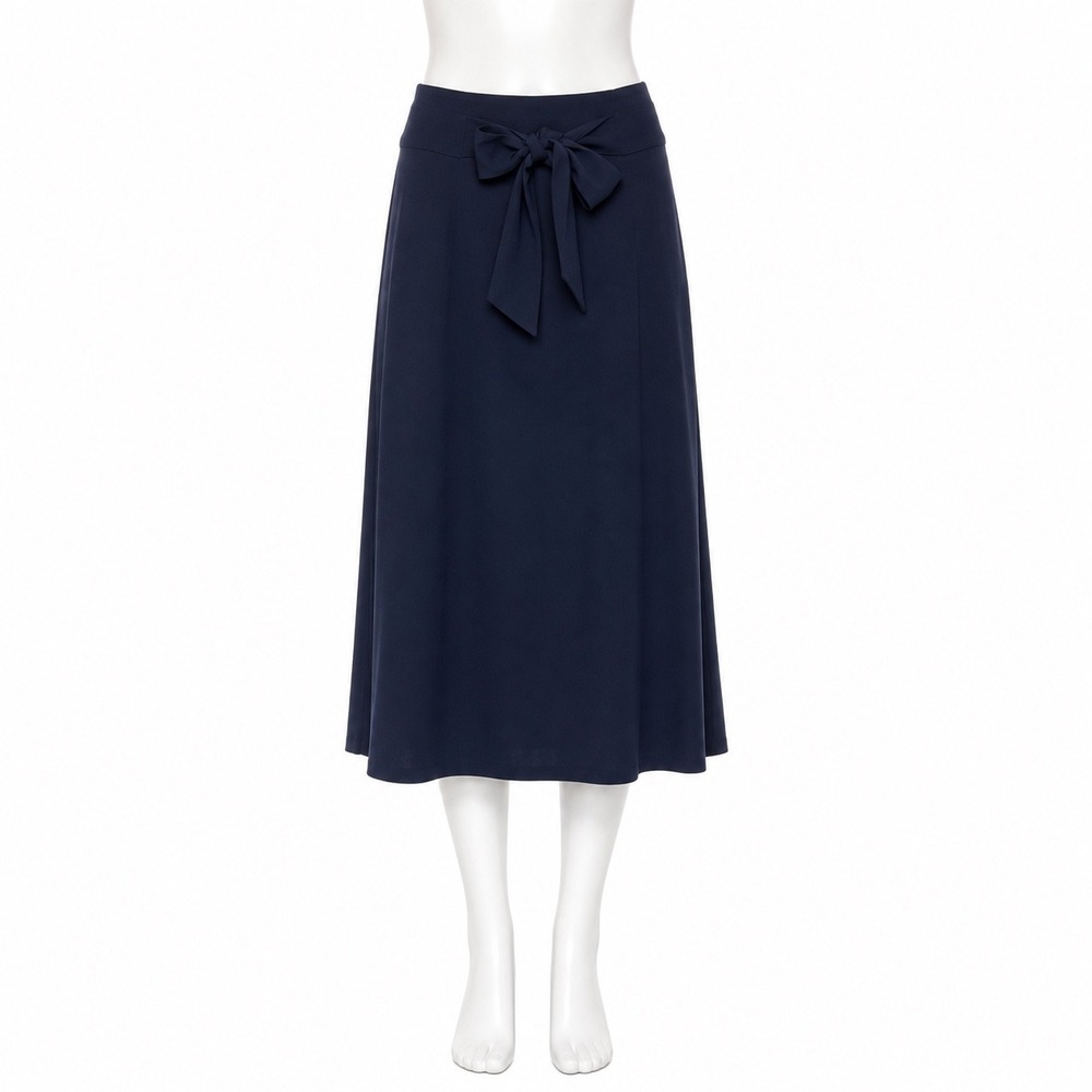 Boden Navy Blue Midi Skirt Women's 4 Tie Waist Bow Business Casual
